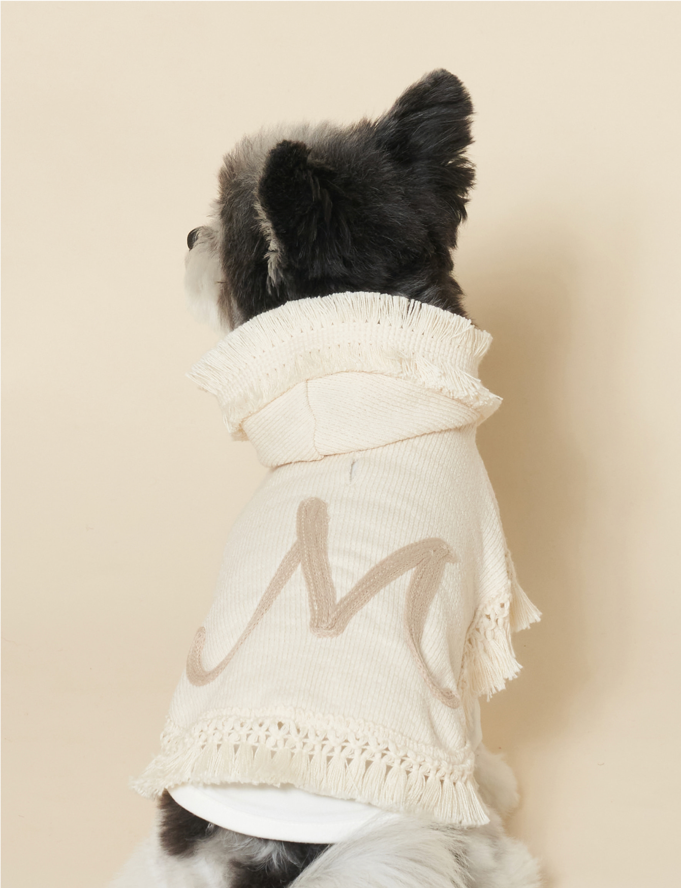 Knit poncho (Beige)