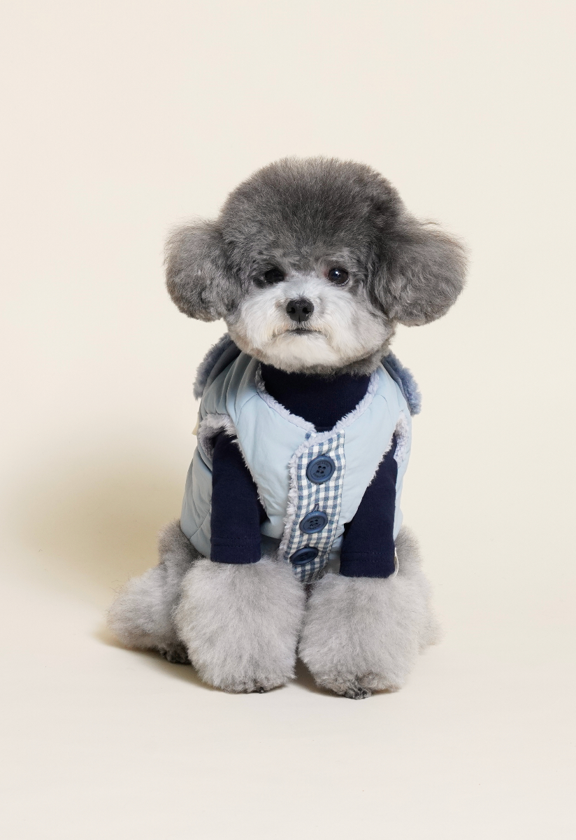 Fleece bear puffer jacket( Blue)