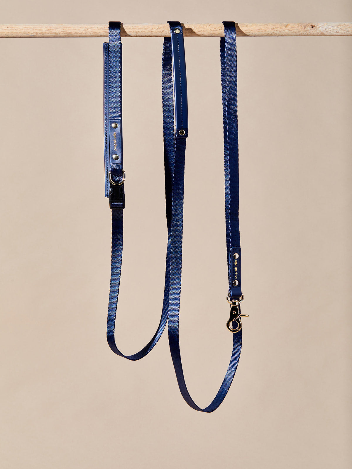 Leather Harness With Wearable Lead And Poop Bag Carrier