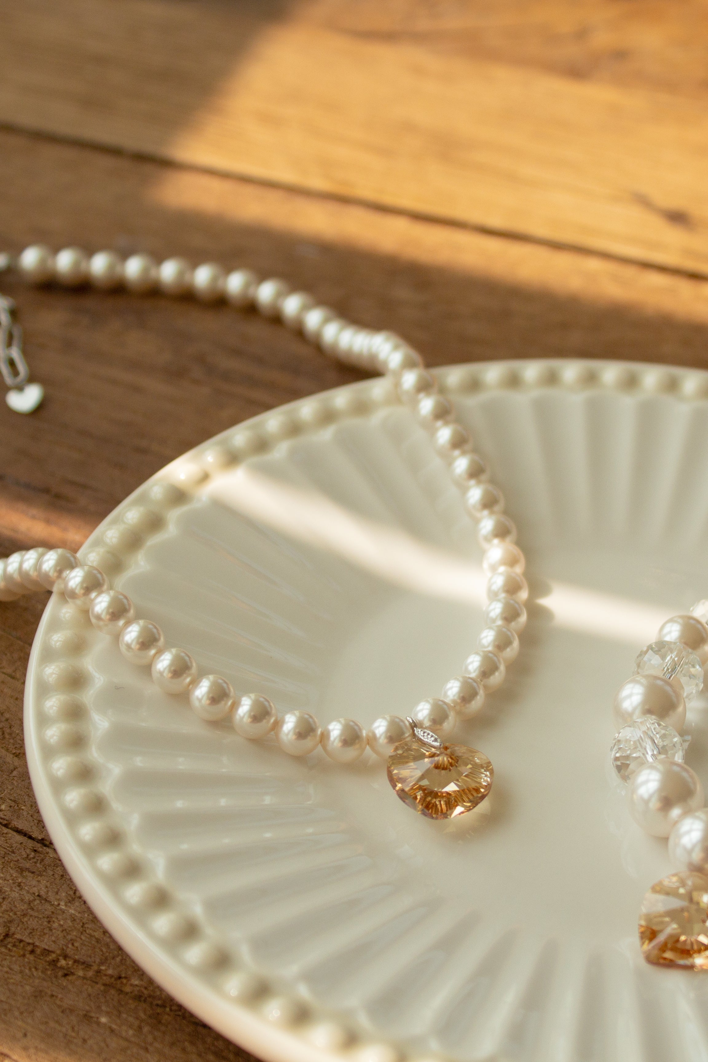 Lovely apricot natural freshwater pearl name tag necklace(Owner)