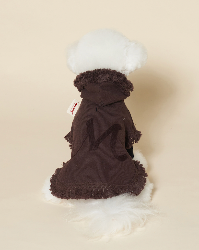 Knit poncho (Brown)