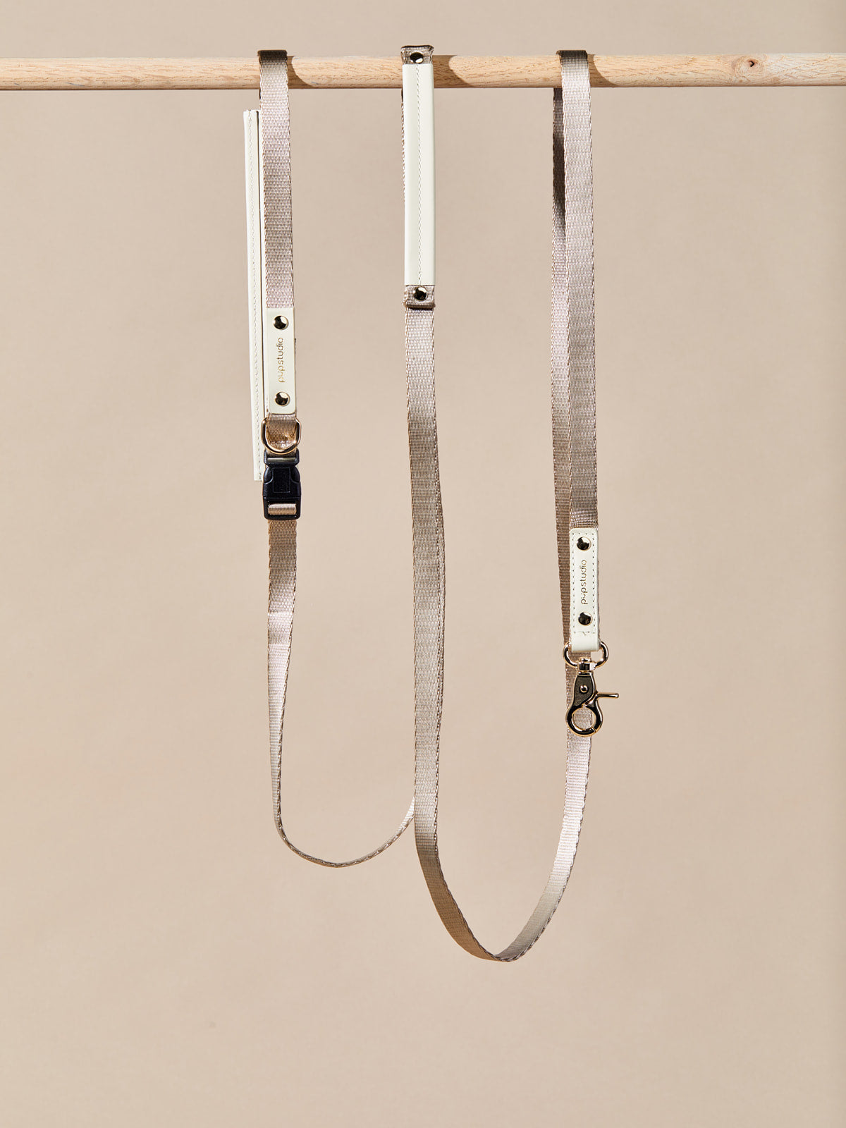 Leather Harness With Wearable Lead And Poop Bag Carrier