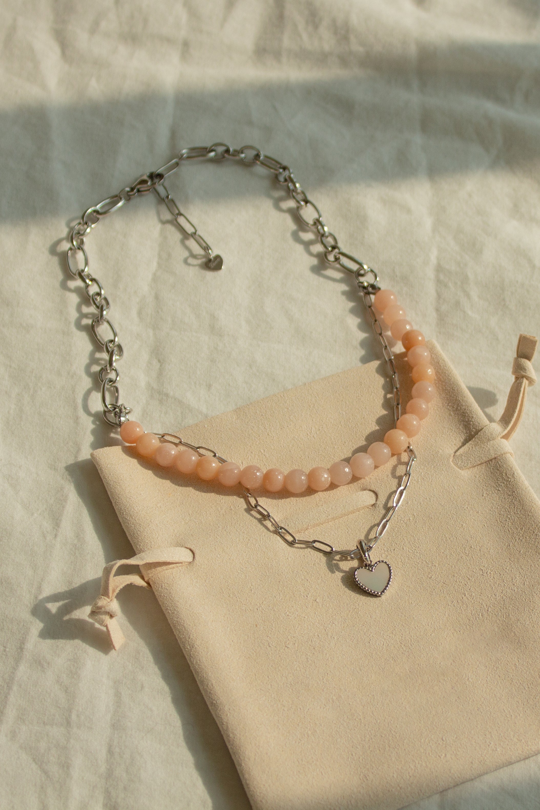 Natural gemstone and swarovski pearl name tag necklace(Owner)